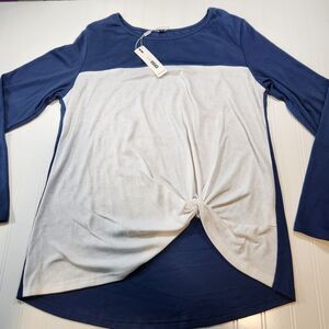 LA Shein Large Nwt Blue White Long Sleeve T-shirt